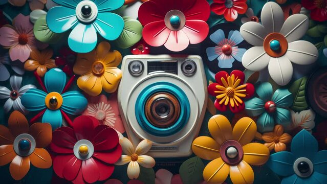 audio music speakers and flower pattern abstract sequence made with AI