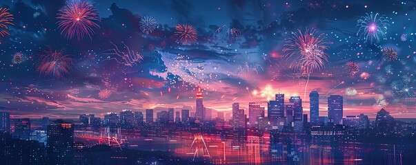Fireworks on day of Canada.art illustration