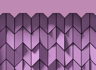 Abstract chevron pattern background; cubical violet pattern with copy space; close up of simple geometric structure; top view; 3d rendering, 3d illustration