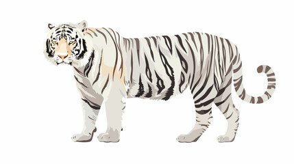 White tiger Flat vector isolated on white background