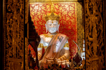 Beautiful big Buddha statue in a Thai temple, Thailand. Amazing Buddha statue.