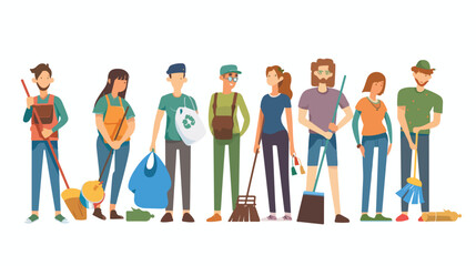 Volunteer activity city park garbage collection illustration