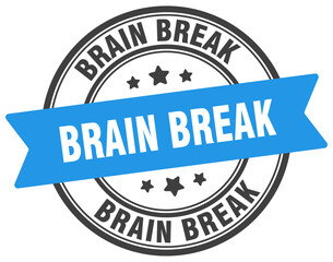 Fototapeta premium brain break stamp. brain break label on transparent background. round sign