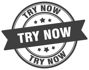 try now stamp. try now label on transparent background. round sign