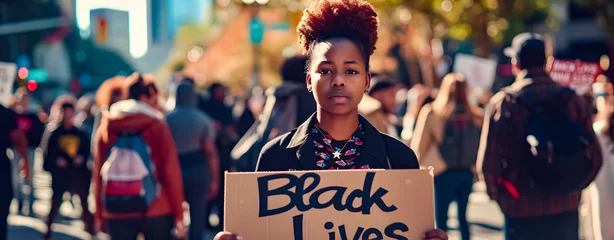 Foto op Canvas Protest on a college campus, "black lives matter"  © TopMicrobialStock