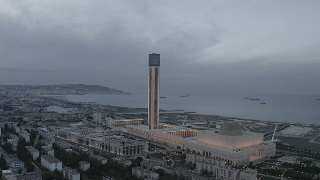 the great mosque of Algiers in cloudy sky