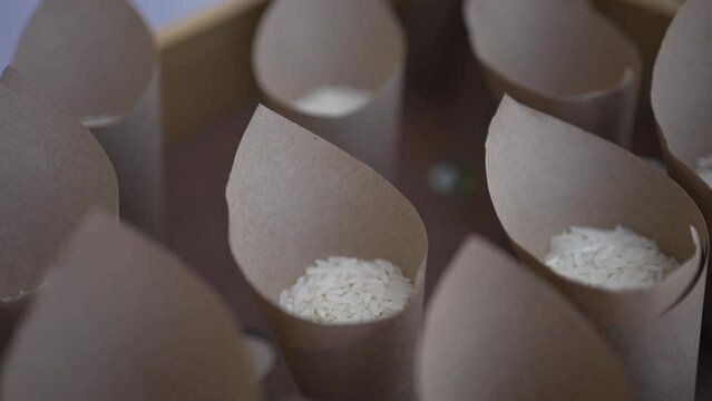Wedding rice cones for ceremony