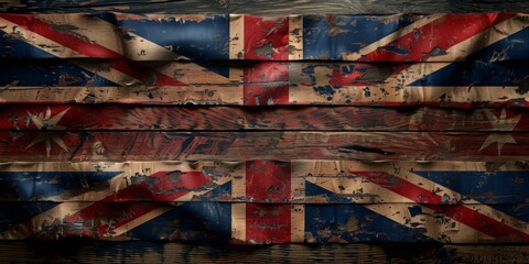 UK Flag on Wood Background for Queen's Birthday, Remembrance Day