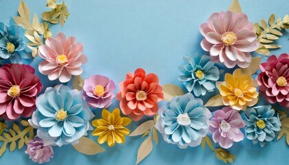 Fototapeta na wymiar Vibrant Paper Blossoms: A Spectrum of Handmade Flowers