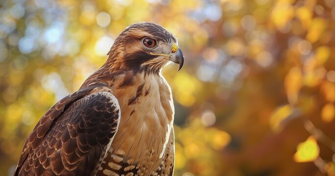 Hawk, perched, close-up, vigilant, outdoor, crisp, detailed, noble profile.