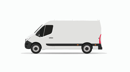 White Delivery Van Icon Isolated on White Background