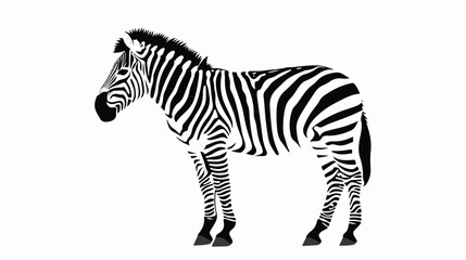 Fototapeta na wymiar Zebra silhouette Animal om white background Flat vector