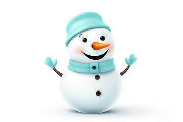 A happy snowman character with a carrot nose appears welcoming and joyful, perfect for winter themes