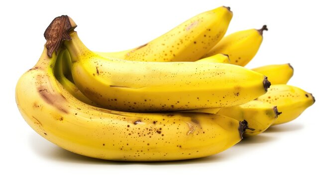 A bunch of bananas on a white background. An exotic fruit. Delicious and juicy bright yellow bananas.