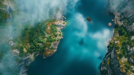 a lake formed on top of a volcano, which is a wonderful sight