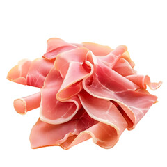 sliced ham, sliced meat isolated on white background