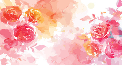 Abstract watercolor background with roses