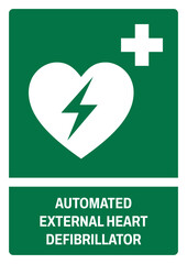 iso emergency and first aid safety signs automated external heart defibrillator size a4/a3/a2/a1