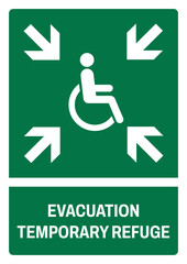 iso emergency and first aid safety signs evacuation temporary refuge size a4/a3/a2/a1