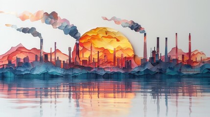 Image of the causes of global warming Under the topic of climate change, paper collage