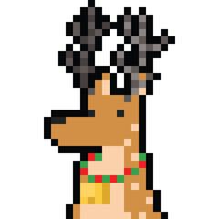 Fototapeta premium Puxel art cartoon portrait reindeer character.