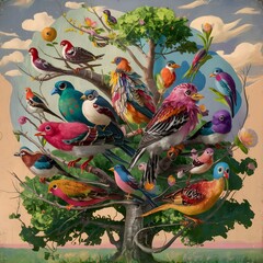 Colorful Birds Array