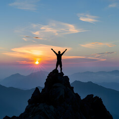 silhouette of a person in the mountains