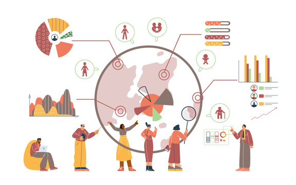 Demographics data analysis vector illustration