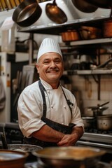 Smiling chef in professional kitchen