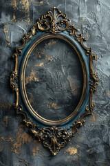Obraz na płótnie Canvas A gold and blue framed oval mirror with a gold frame