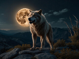 Mystical Werewolf in the Night Captivating Vector Illustration for Fantasy and Horror Concepts. With ai generative..