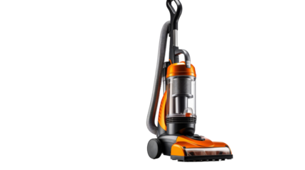 Orange and black vacuum cleaner on white background