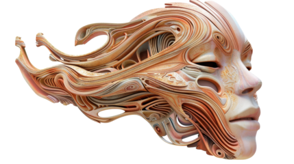 A mesmerizing face sculpted entirely from delicate paper, showcasing intricate detail and craftsmanship