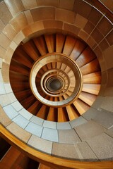 Elegant spiral staircase with intricate ironwork, creating a mesmerizing pattern as it descends.