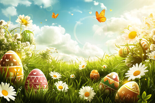 Colorful bright Easter background
