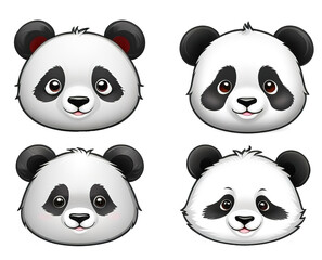 panda bear face baby cute adorable animal logo set  vector illustration  isolated background