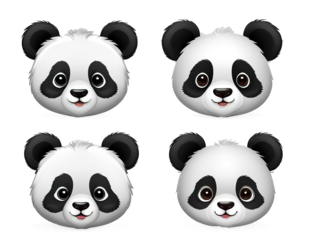 Cute panda bear face baby adorable animal logo set illustration  isolated background
