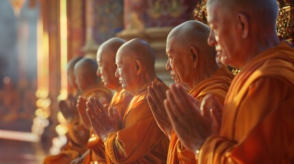 Buddhist Monks Applauding Each Other - obrazy, fototapety, plakaty