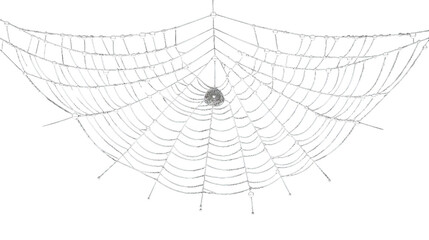 Obraz premium Intricate spider web delicately drawn on a white background