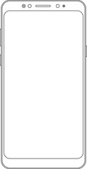 Outline line drawing modern smartphone. Elegant thin stroke line style design vector. Elegant thin line stroke style design smartphone