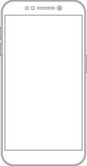 Outline line drawing modern smartphone. Elegant thin stroke line style design vector. Elegant thin line stroke style design smartphone