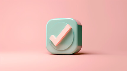 Confirming Approval with Stylish Checkmark on Pastel Background