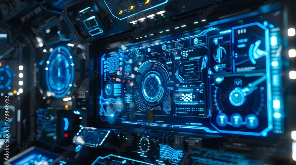 Fototapete Technology blue computer screen building abstract graphic poster web page PPT background