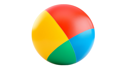 A colorful beach ball sits elegantly on a clean white background, radiating joy and vibrancy