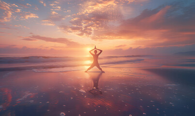 yoga by the beach an sunset 