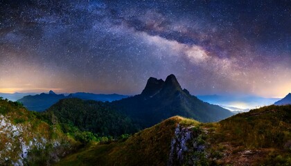 Starry night nature landscape