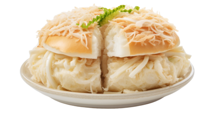 A white plate showcasing a half sandwich with its cross-sectional layers on display