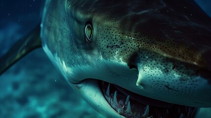 Close-Up of Great White Shark Underwater