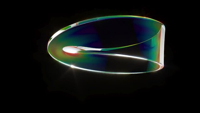 Holography An endless Mobius strip rotate on black back able to loop seamless 4k
