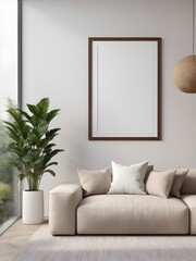 Mockup poster frame in apartment interior background, interior mockup design, frame mockup